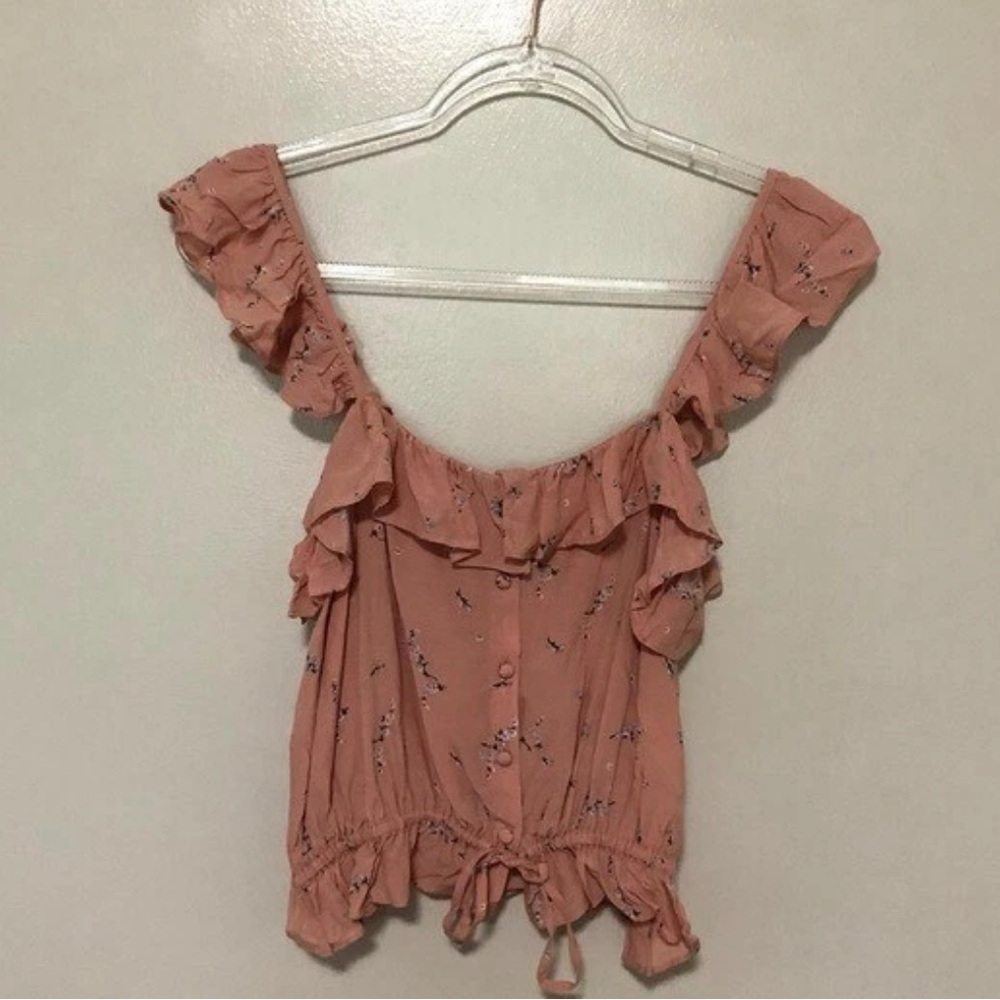 NWOT Auguste The Label Blush Floral Ruffle Tank Top
